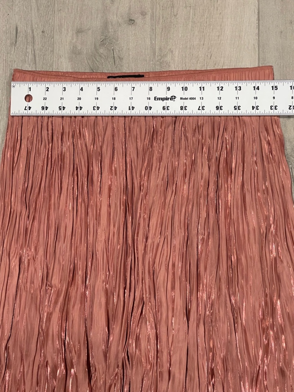 Zara Metallic Pleated Midi Skirt Rose Pink Shimmer Flowy Size L - Picture 4 of 8